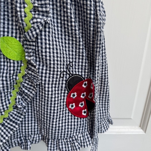 Rare Editions 4T Girls Black and White Gingham Ladybug Floral Sleeveless Dress - Picture 2 of 7